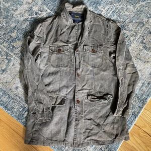 Harmont & Blaine 3 Button Denim Canv Blazer Jacket | Vintage Designer Sun Fading